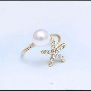 Pearl & Starfish Diamond Ring